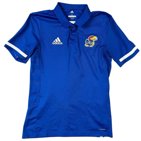 Adidas Polo Shirt Top KU Royal Blue Climacool University of‎ Kansas Jayhawks SM - Picture 1 of 12